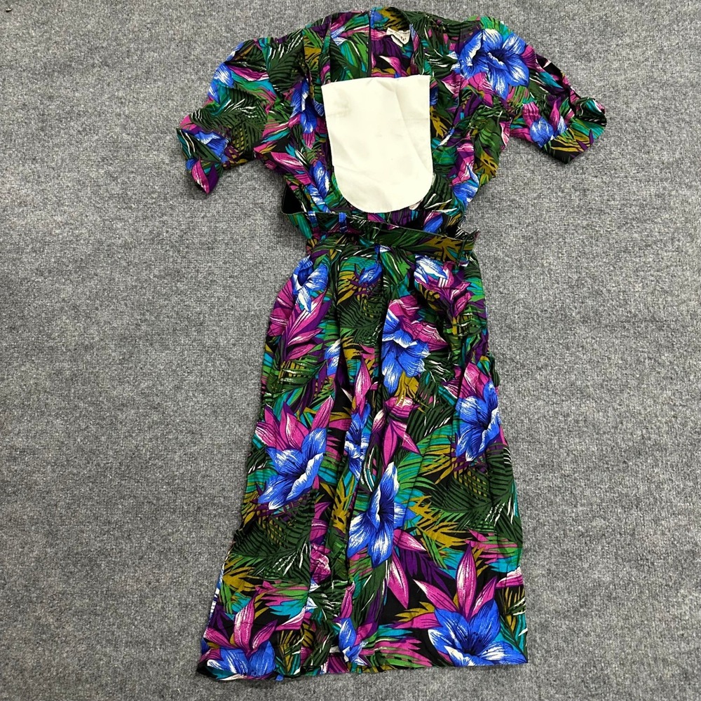 In Cima Dress Womens Size 10 Multicolor Rayon Floral Belted Midi Retro USA